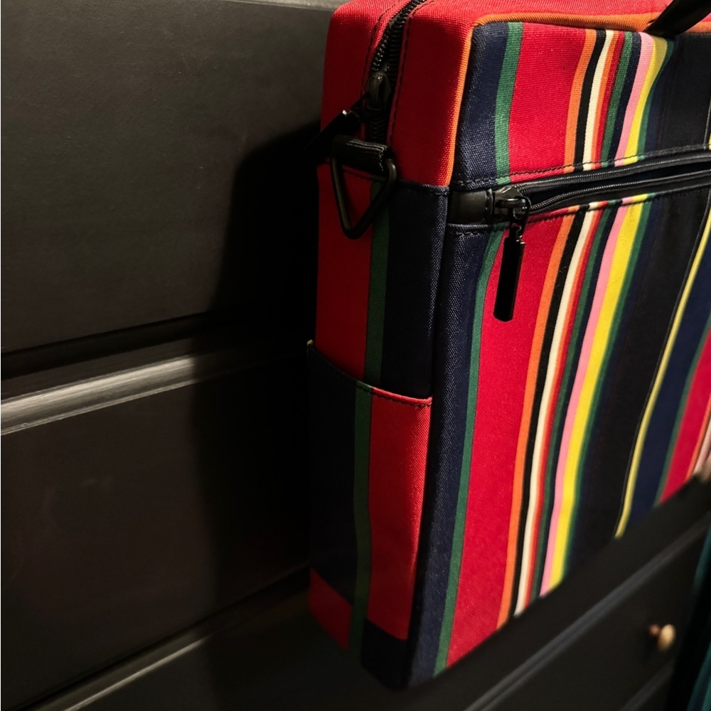 VTG Y2K Padded Cotton Striped Stiff Laptop Bag Side Pocket Colorful NWOT RARE - Picture 4 of 9